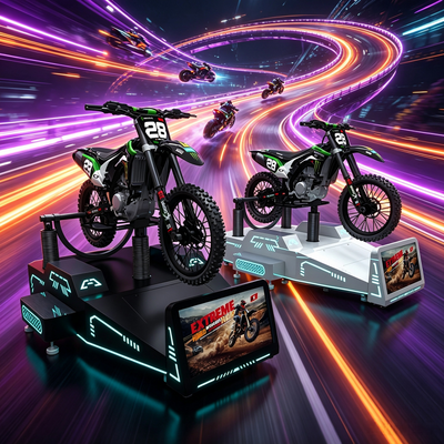 Ciężki komercyjny VR Mountain Motorcycle Game Machine Dynamic Motion Feedback Platform dla parków rozrywki