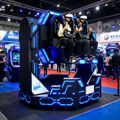 Komercyjny symulator VR Roller Coaster z platformą ruchomą na 2 miejsca i 1080 stopniami ruchu, z immersyjnym efektem wiatru synchronizowanym z ruchem