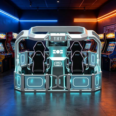 High ROI Commercial 4 Players 360 Degree Rotating VR Roller Coaster Simulator Machine VR Ride Platform